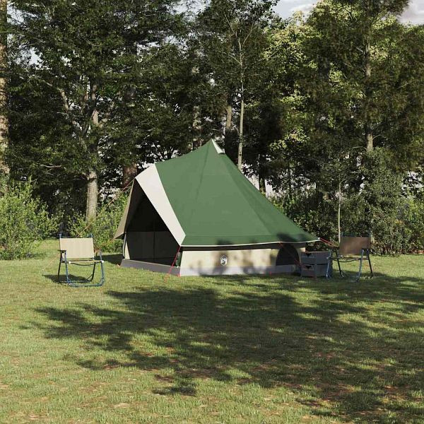 vidaXL Familien-Tipi-Zelt mit Dach Grün und Beige 400 x 346 x 250 cm, 42000978