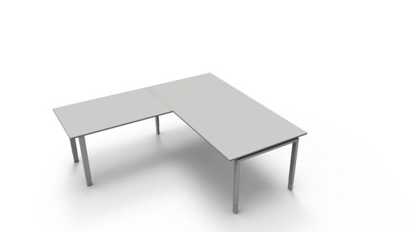 Kerkmann Schreibtisch extragroß / Besprechungstisch B 2000 x T 1000 x H 680-820 mm mit Anbautisch, Form 5, Farbe: lichtgrau, 11417311
