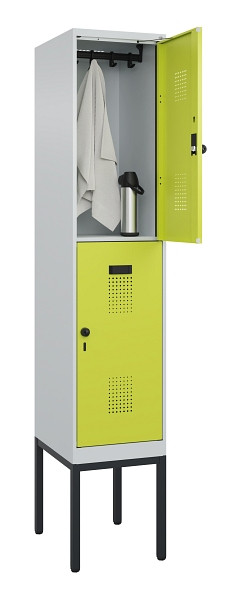 C+P Doppelstock-Spind Evolo PLUS, Gestell, 2 Fächer, 2120x400x500mm, 7035/0024, Drehriegel, 0493307-12 S10015