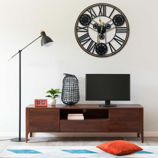 vidaXL Wanduhr Schwarz 70 cm Metall, 321459, 8720286061909