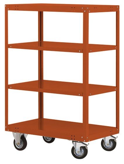 Manuflex Etagenwagen TRANSOMOBIL, mit 500 kg Tragkraft, HxBxT: 1545 x 1200 x 800 mm, rotorange, TP4183.2001