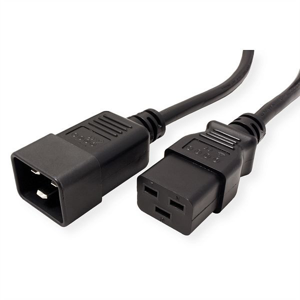 ROLINE Netzkabel Stecker C20 - Buchse C19, schwarz, 2 m, 19.08.1562