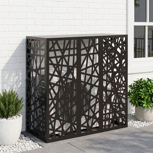 vidaXL Klimaanlagenabdeckung Schwarz 110 x 50 x 105 cm Stahl, 8014171