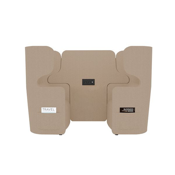 Bisley Raum in Raum Lösung Vivo, Zweisitzer, Hohe Rückenlehne, 2 Seitentaschen, 2 Steckdosen und 2 USB Anschlüsse, NE0533 beige, VIVH2SETPS2.NE0533