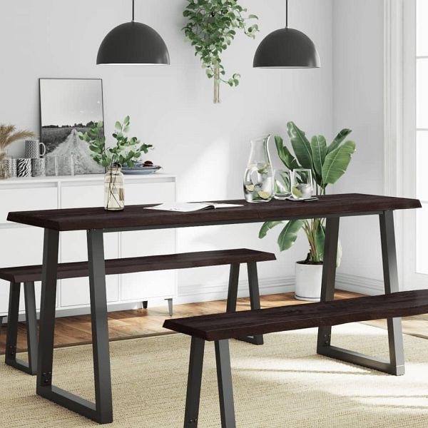 vidaXL Tischplatte 180x60x(2-4) cm Massivholz Behandelt Baumkante, 364044