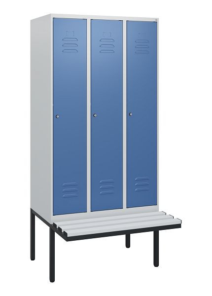 C+P Umkleidespind Classic PLUS, 3 Abteile, 1950x900x815mm, 7035/5023, Zylinderschlösser, 0800405-30 S10050