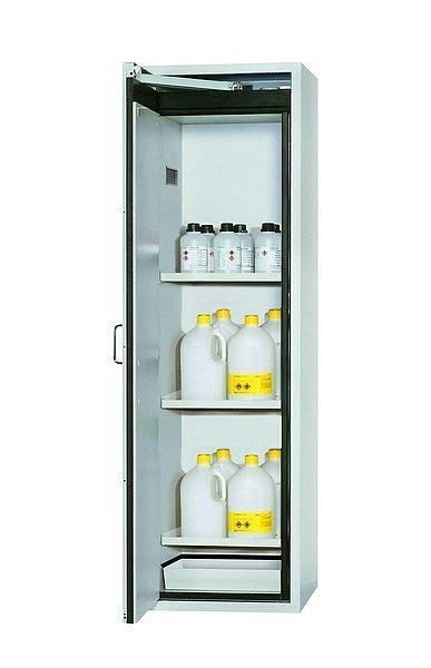 asecos Sicherheitsschrank S-CLASSIC-90, S90.196.060 in lichtgrau RAL 7035 mit 3x Fachboden (Stahlblech), 30227-001-30252