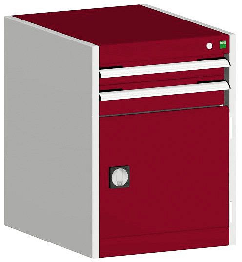bott cubio Schubladenschrank bestückt mit 2 Schubladen, Tür BxTxH: 525 x 525 x 700 mm, RAL 7035/3004, 40010017.24V