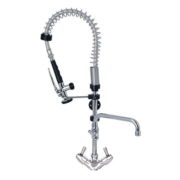 Gastro-Inox Monoblock-Vorspüldusche mit Drehhebeln und einem Schwenkkran ausgestattet, 700mm, High Performance, 402.105