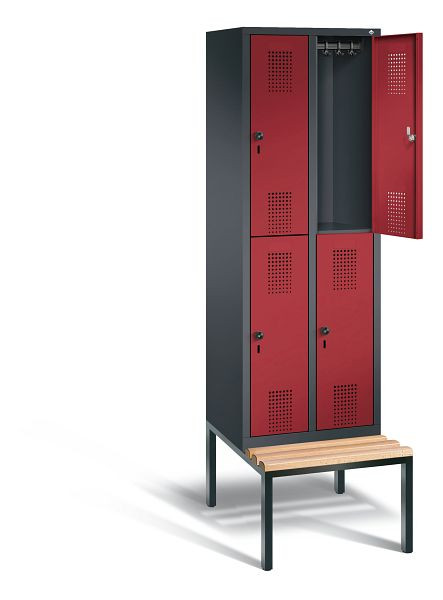 C+P Spind doppelstöckig Evolo, H2090xB610xT815mm, Farbe: Schwarzgrau / Rubinrot, 48350-20 S10091