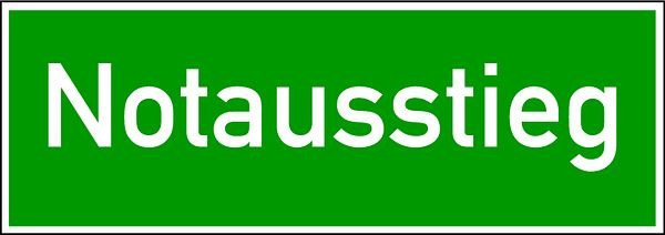 Schilder Klar Wortschild Notausstieg, 300x105x1.5 mm Kunststoff langnachleuchtend, 159/92