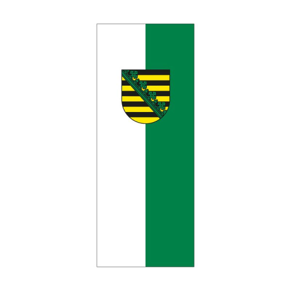 Stein HGS Landesdienstflagge Sachsen (mit Wappen), 300x120cm, mit Kunststoff-Karabiner, FlagTop 160 g/m², für Fahnenmasten 7 m ohne Hohlsaum, 26563