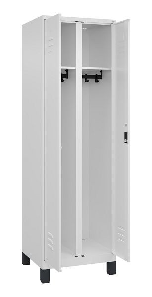 C+P Schwarz-Weiß-Spind Classic PLUS, Füße, 2 Abteile, 1950x600x500mm, 9016/9016, 080012-20 S10029