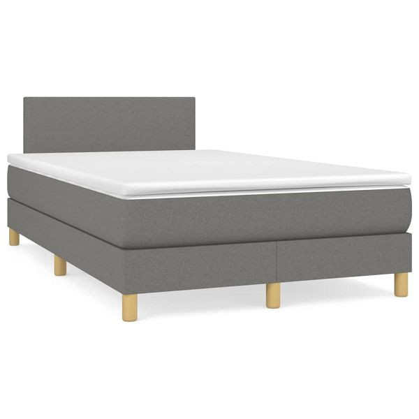 vidaXL Boxspringbett mit Matratze & LED Dunkelgrau 120x190 cm Stoff, 3270075