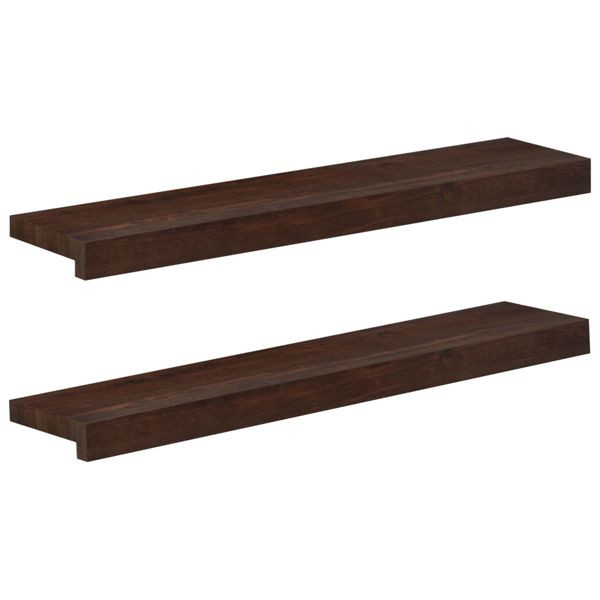 vidaXL Fensterbänke 2-teilig Dunkelbraun 80 x 20 x 2 cm Massivholz Buche, 42048296