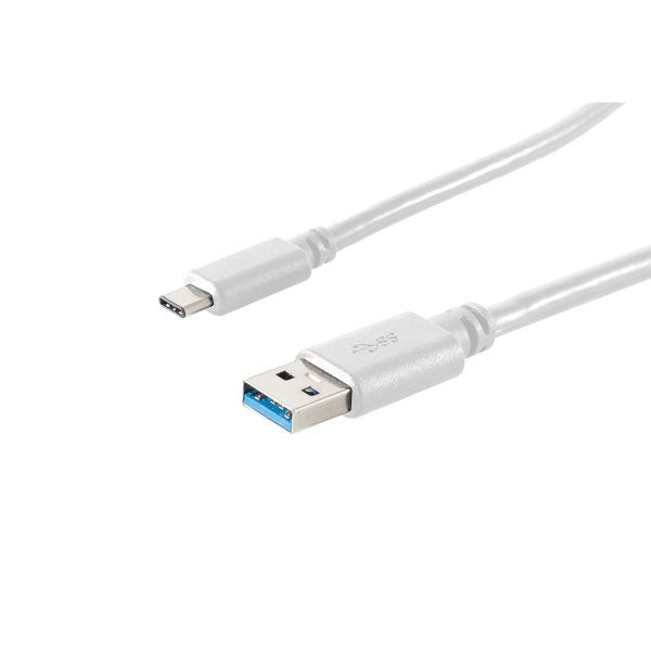 S-Conn USB Kabel 3.0, USB A Stecker auf USB 3.1 C Stecker weiß 1,8m, 13-31186