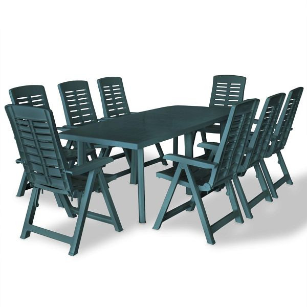 vidaXL 9-tlg. Garten-Essgruppe Kunststoff Grün, Top-Qualität, 275081