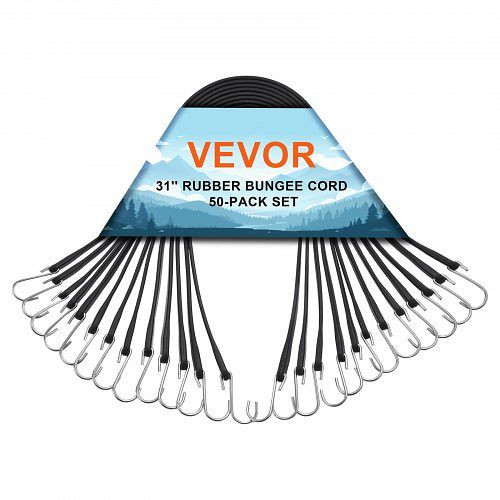 VEVOR 50-tlg. flaches Spannseil 19,8 mm, robuste Spanngurte mit S-Haken, 78,7 cm, für Fracht/Planen/LKWs/Zelte, schwarz, DLKZD31INCH5OSWMJV0
