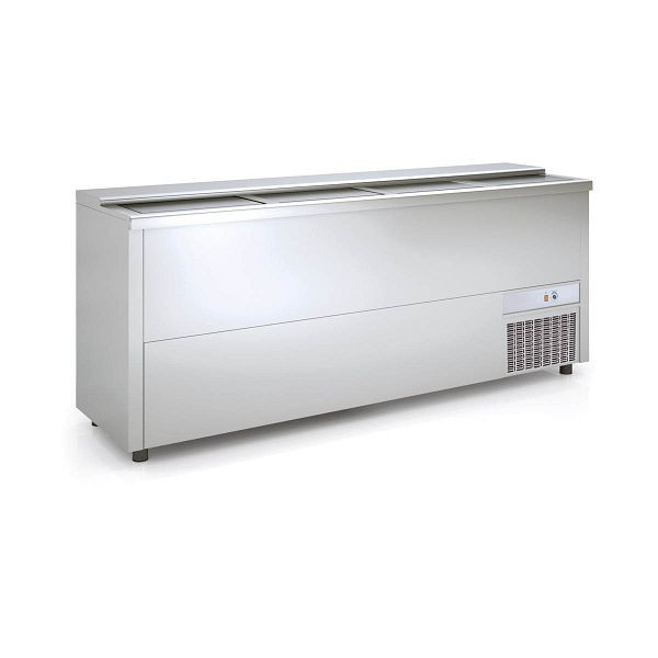 Vaiotec TOPLINE Getränkekühltruhe 550 mit 4 Edelstahlschiebedeckeln, 580 Liter, Breite: 1990 mm, 11634