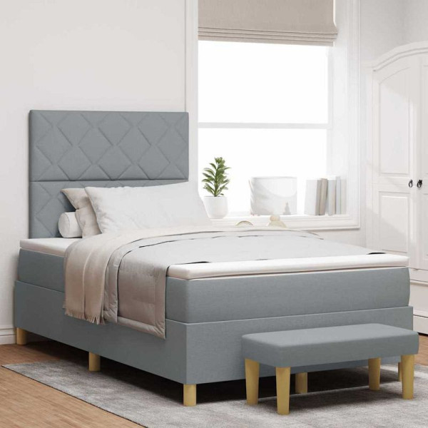 vidaXL Boxspringbett mit Matratze Hellgrau 120 x 200 cm Stoff, 3344366