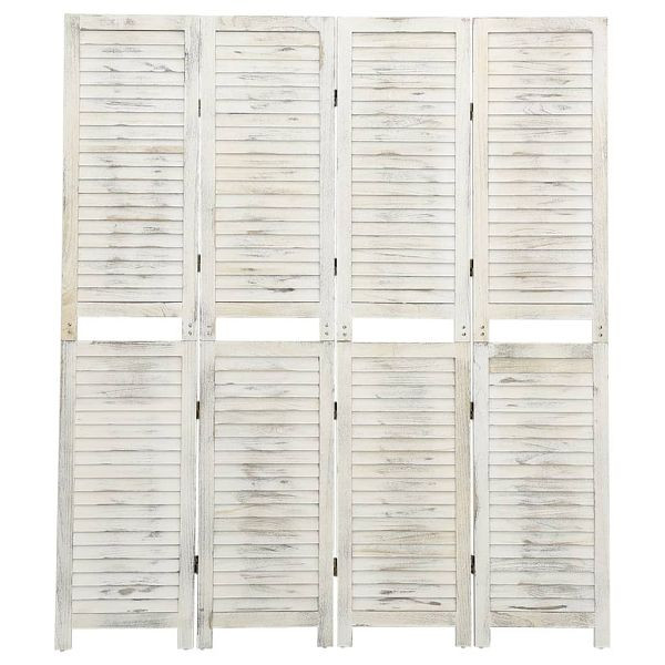 vidaXL 4-tlg. Raumteiler Antik-Weiß 140x165 cm Holz, 338571
