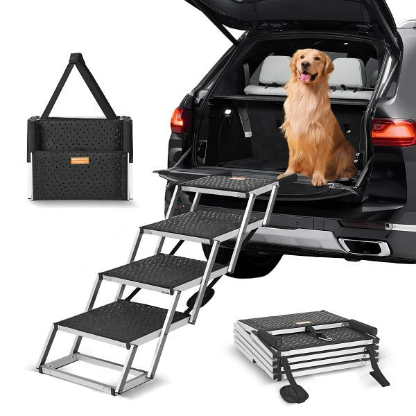 VEVOR Hundetreppe Rampe Auto Hunderampe Klapptreppe Haustiertreppe 4-stufig 68kg, KZDGLT4STEP16LGG3V0