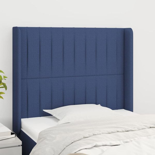 vidaXL Kopfteil mit Ohren Blau 93x16x118/128 cm Stoff, 3119806