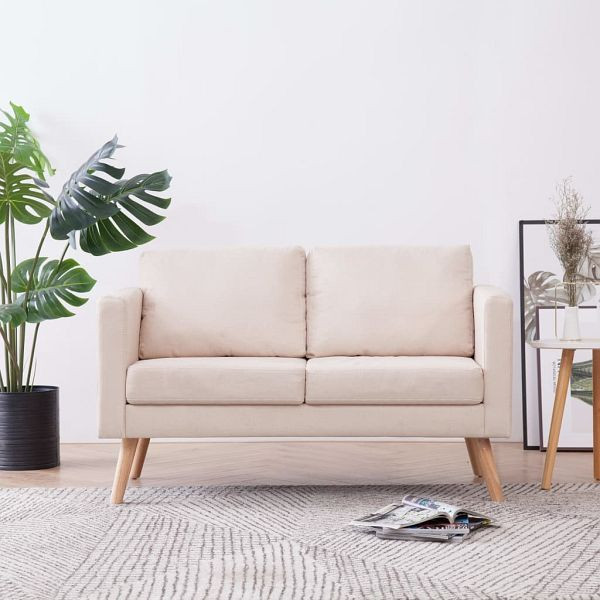 vidaXL 2-Sitzer-Sofa Stoff Cremeweiß, Material: Polyester: 100%, 281351