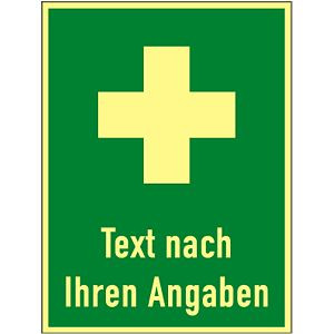 Moedel Hinweis auf Erste Hilfe-Text nach Angabe, Kunststoff, nachleuchtend, 160-mcd, 300x400 mm, 99984