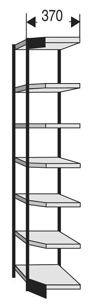 Kerkmann Büro-Regal Progress 2000, T 300 x H 2600 mm, schwarz/lichtgrau, 50218915