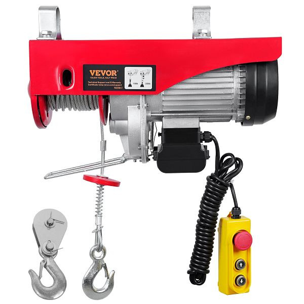 VEVOR elektrische Seilwinde 500kg bis 1000kg Hubhöhe 12m 1600W Kupfermotor, kabelgebunden, DDGSSHLYXYKKYB8JUV2