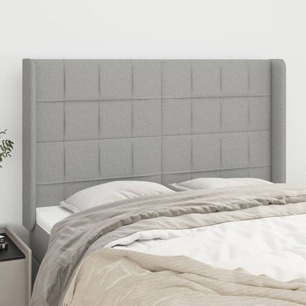 vidaXL Kopfteil mit Ohren Hellgrau 147x16x118/128 cm Stoff, 3119578
