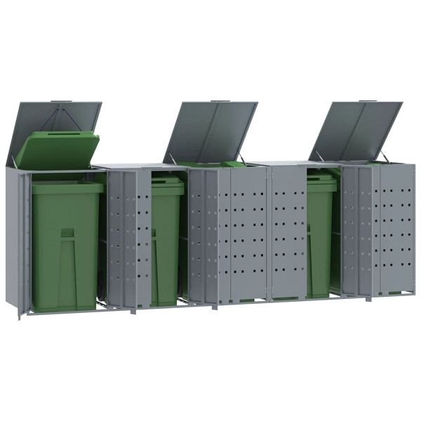 vidaXL Mülltonnenbox für 5 Tonnen Grau 345x79x117 cm Stahl, 3279990