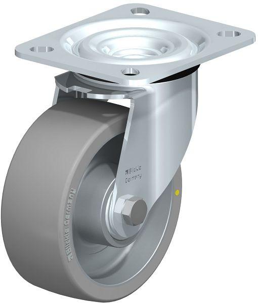 Blickle L-ALTH 100K-AS Stahlblech-Lenkrolle, mittelschwere Ausführung, mit Anschraubplatte, Blickle Extrathane®, Grau, 643734