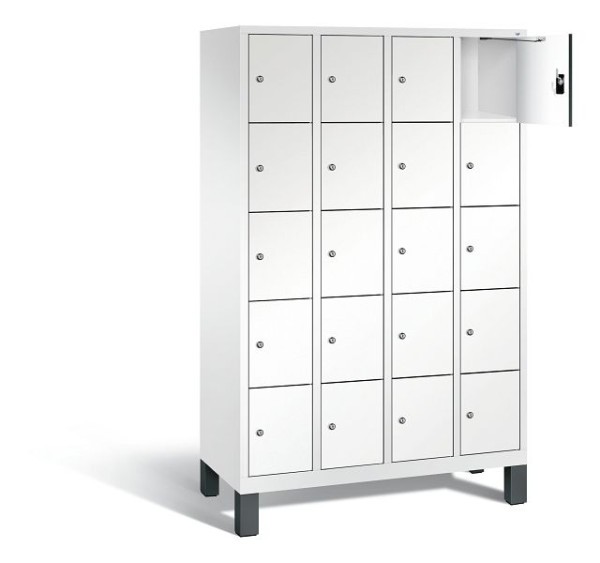 C+P Schließfachschrank Evolo, H1850xB1190xT500mm, Farbe: Verkehrsweiß / Dekor Weiß, 48010-405 S10249