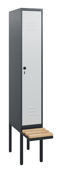 C+P Umkleidespind Classic PLUS, 1950x300x815mm, 7016/7035, Drehriegel, Buche-Sitzleisten, 0800405-10 S10013