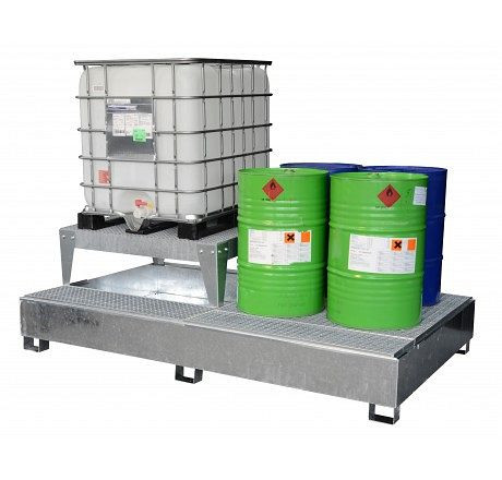 Cemo IBC-Auffangwanne GS2a AB2 mit 2 Abfüllböcken und Abfüllfäche, verzinkt, 10860