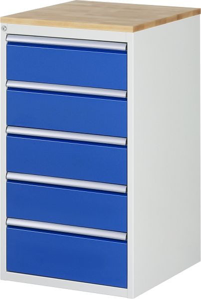 RAU Schubladenschrank Serie 7000, B580 x T650 x H1035 mm, Buche-Massiv-Arbeitsplatte, Schubladen: 4xH180, 1xH210 mm, 13-L7.5A-B.11