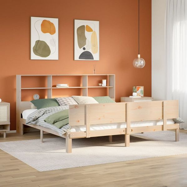 vidaXL Massivholzbett mit Regal ohne Matratze 180x200 cm Kiefer, 3322672