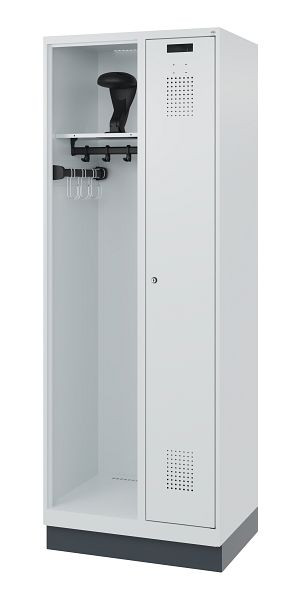 C+P Feuerwehrspind Evolo, Modell KOMBI, 2 Abteile, H1850xB700xT500 mm, Lichtgrau, Sockel, 0494015-15 S10009
