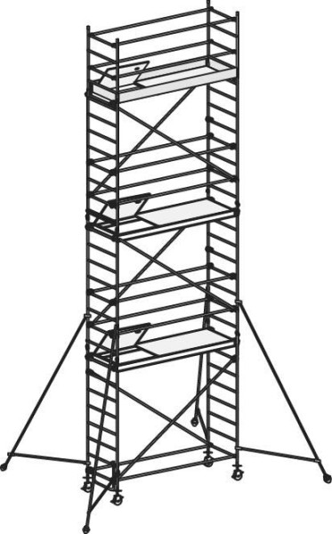 HYMER Fahrgerüst nach DIN EN 1004 mit Comfortaufbau, Rahmenteilbreite 0,80 m, Bühnenlänge 1,90 m, Reichhöhe 8,25 m, 847208