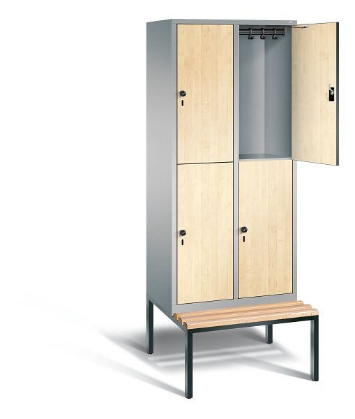 C+P Spind doppelstöckig Evolo, H2090xB810xT815mm, Farbe: Weißaluminium / Dekor Donau-Ahorn, 48350-22 S10237