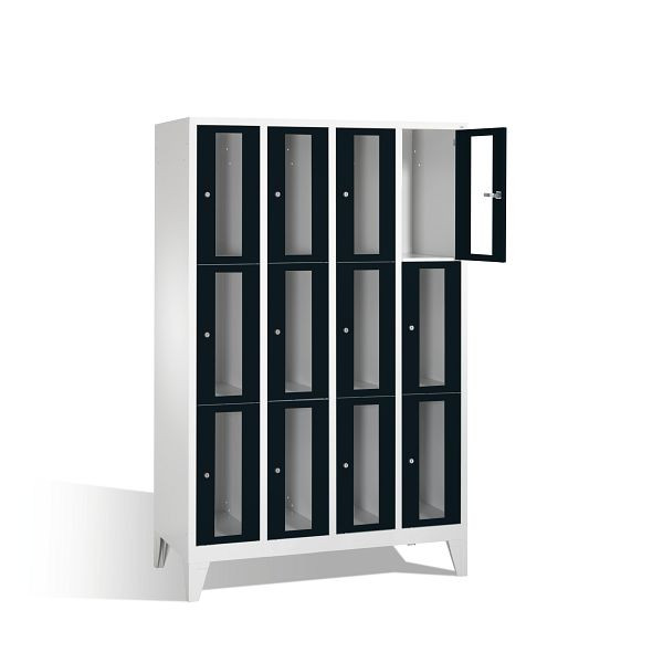 C+P Schließfachschrank Classic, H1850xB1190xT500mm, Farbe: Lichtgrau / Schwarzgrau, 8010A403 S10004