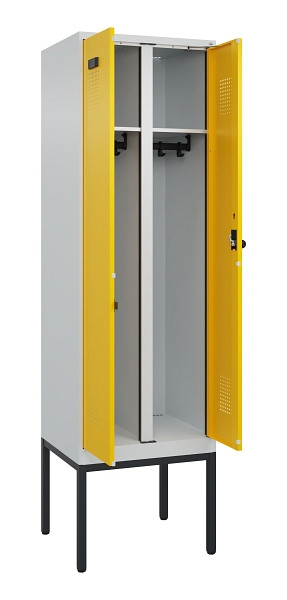 C+P Schwarz-Weiß-Spind Evolo PLUS, Gestell, 2 Abteile, 2120x600x500mm, 7035/1023, Drehriegel, 0490327-20 S10001