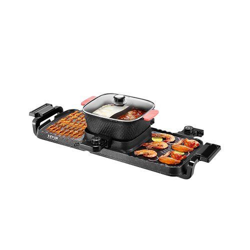 VEVOR 2 in 1 Hot Pot 2300W Elektrischer Grill, abnehmbarer Shabu-Shabu-Topf, Antihaft, doppelte Temperaturregelung, ZFXDHG12YCLY1H507V2