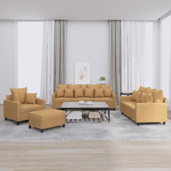 vidaXL 4-tlg. Sofagarnitur mit Kissen Braun Samt, 3201697