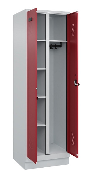 C+P Wäsche-/Garderobenspind Evolo PLUS, mit Sockel, 2 Abteile, 1950x600x500mm, 7, Frontfarbe RAL 3003 Rubinrot, Drehriegel, 049620-20 S10004
