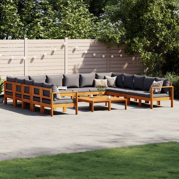 vidaXL 10-teilig Garten-Sofagarnitur mit Kissen Massivholz Akazie, 3214868