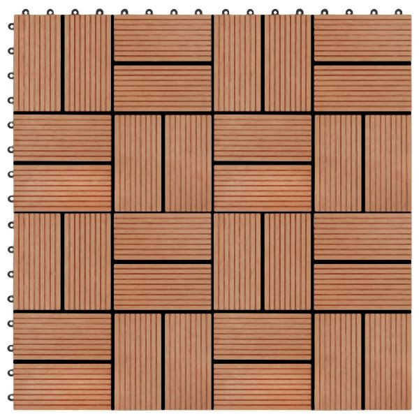 vidaXL Terrassenfliesen 11 Stück WPC 30 x 30 cm 1 qm Teakholzfarbe, 45032