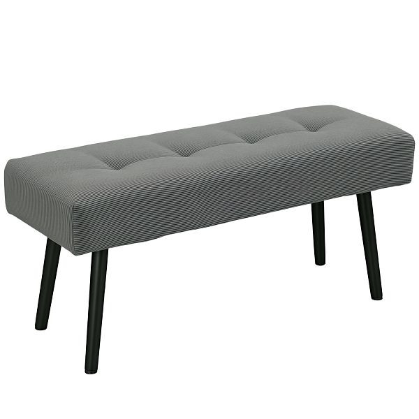 HOMCOM Sitzbank Polsterbank mit Cordbezug, Bettbank mit Metallbeine, Schuhbank 100 x 36 x 45 cm Grau, 831-908V00GY